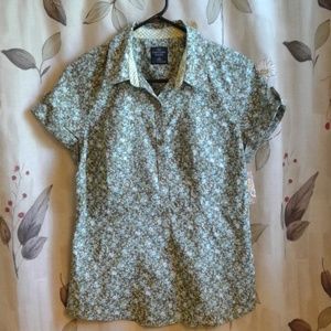 Faded Glory Camp Shirt, Floral Print Size M